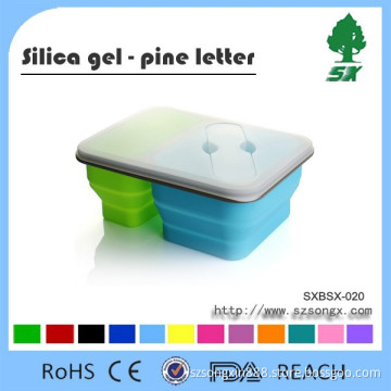 Collapsible Silicone Lunch Box with Spoon and Fork